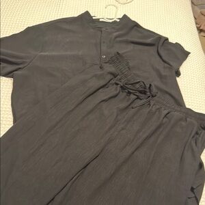 Stylish Gray Two-Piece Rayon Set